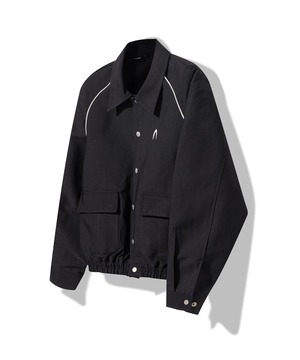 ★【AAKAM】Raglan Piping Jacket (Black)