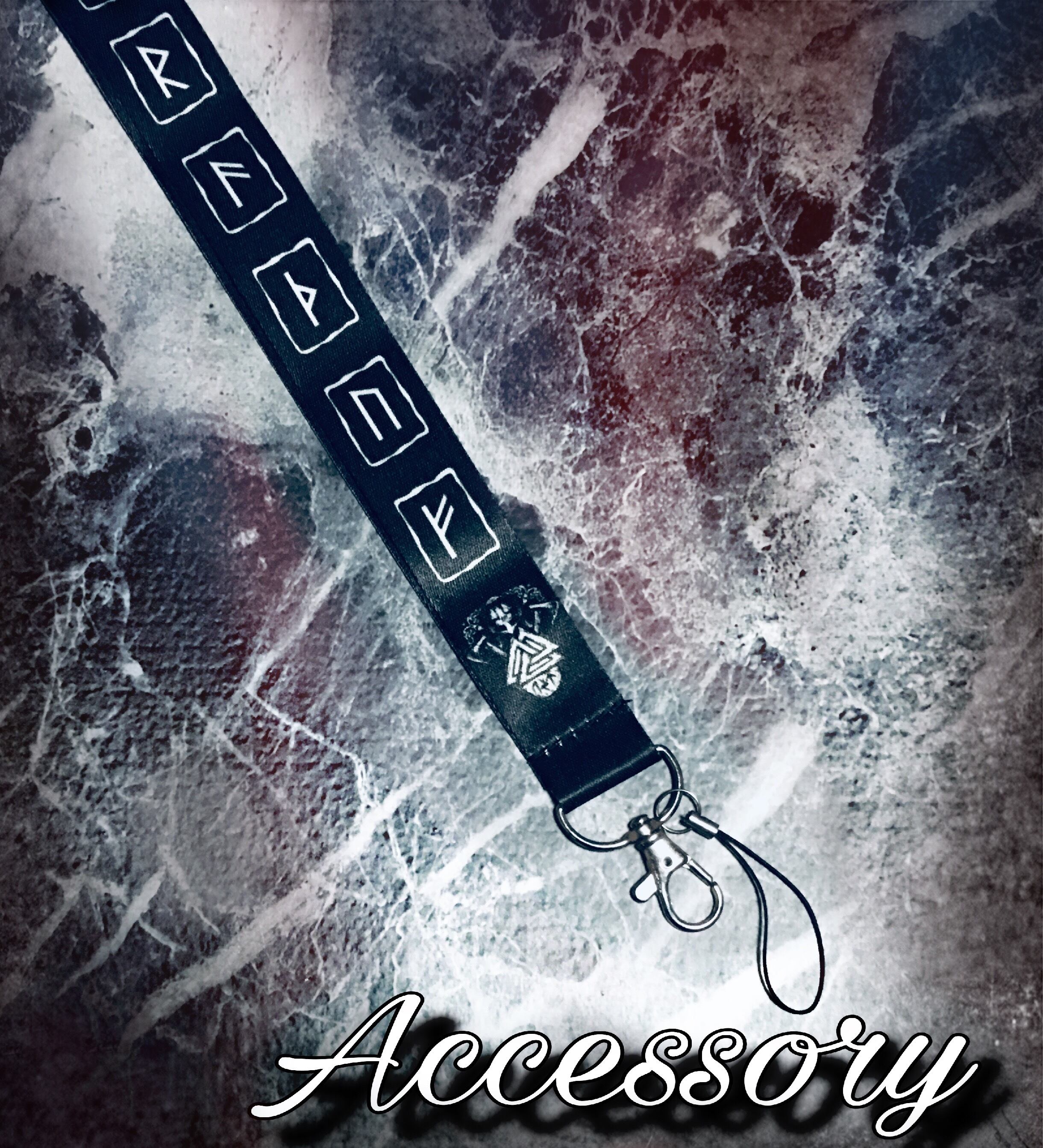 携帯 ネック ストラップ 文字 バイキング