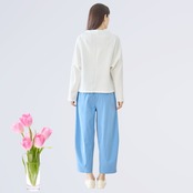 TRUBE タック入りバルーンシルエットパンツ【L~LL】サックスブルー