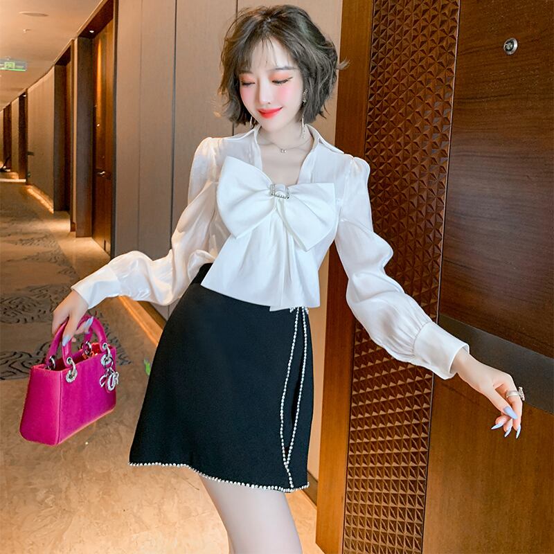 リボンシャツ 薄手セット 大人ガーリー スウィート キュート カジュアル MIUCO68990015431