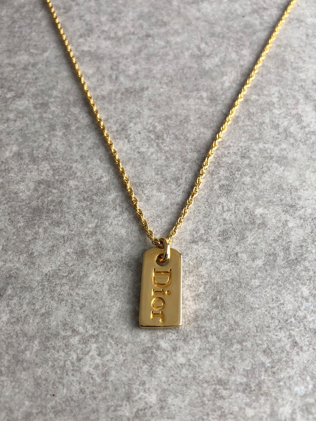 Christian Dior クリスチャン ディオール ネックレス ゴールド ロゴプレート vintage ヴィンテージ オールド 8injsr