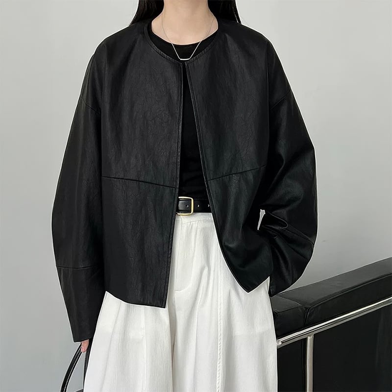 ノーカラーエコレザージャケット 233143