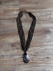 multi strand beaded shell pendant necklace-5145-8
