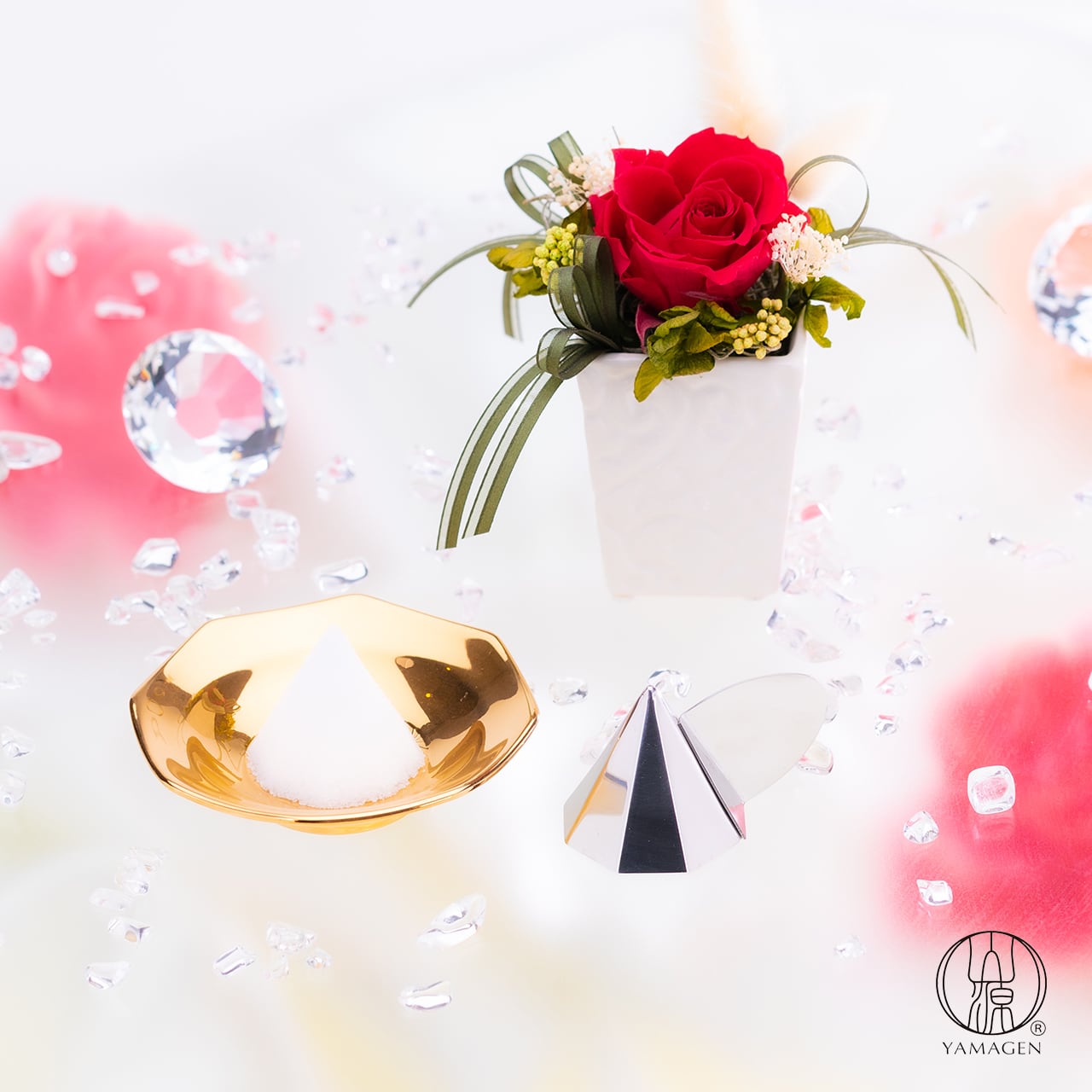 盛り塩のお皿】風水 / 黄金 八角形 の 塩盛 皿（盛塩 単品）美濃焼 山