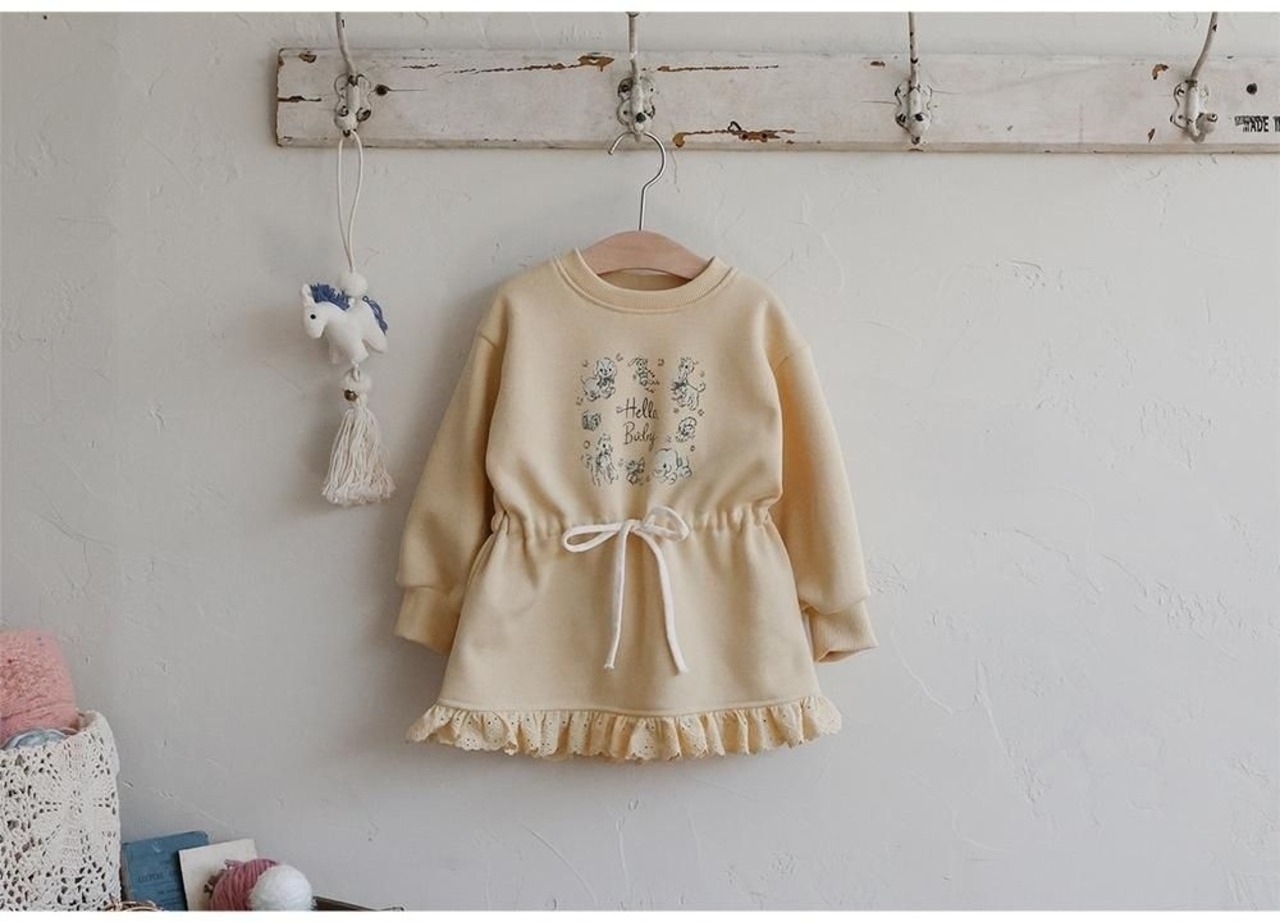 韓国子供服 / 26winter / puella FLO / シェリーミニワンピース / キッズ / 冬服 *90~140*