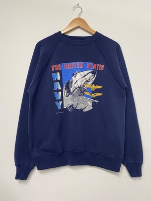 90sU.S.NAVY Print Crewneck Sweater/L