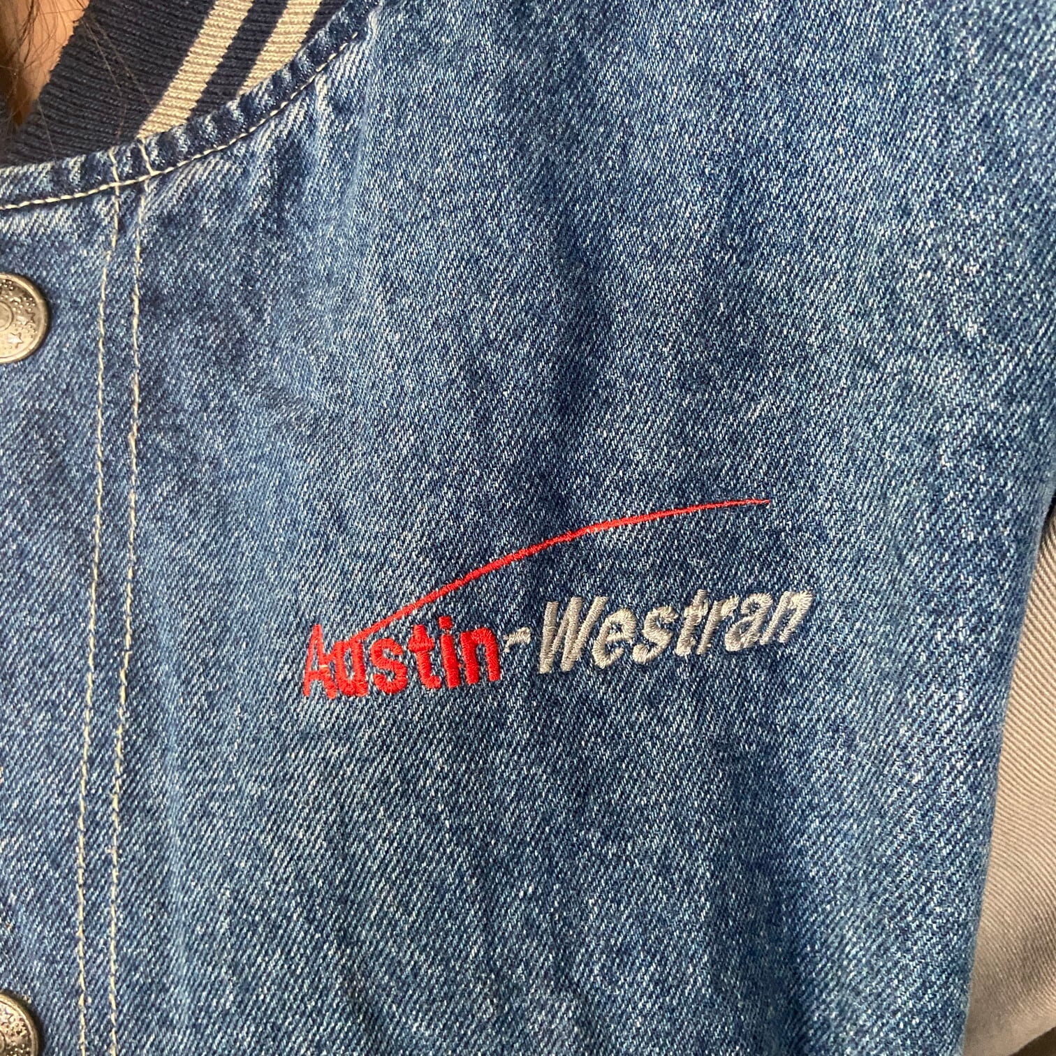 90年代 HARTWELL 企業ロゴ刺? デニムスタジャン メンズXL相当 古着 90s