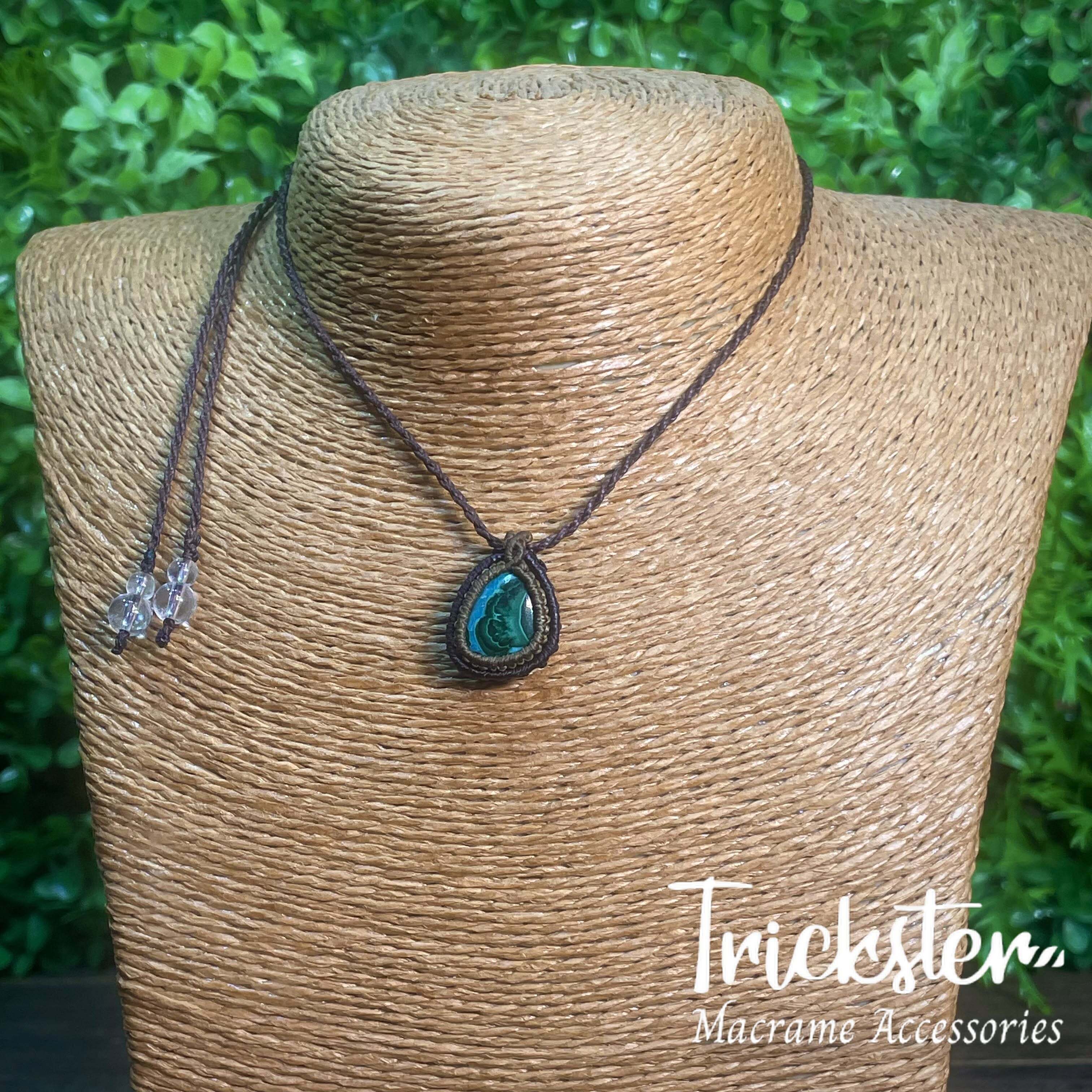 クリソコラマラカイト マクラメペンダント T246 | Trickster マクラメ