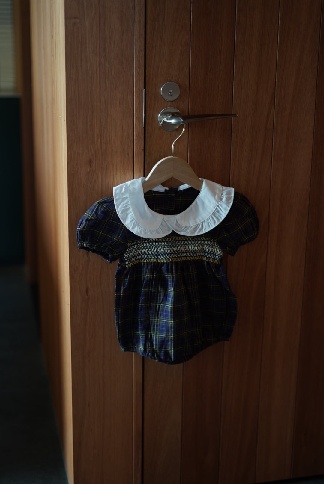 Check Embroidered Rrompers