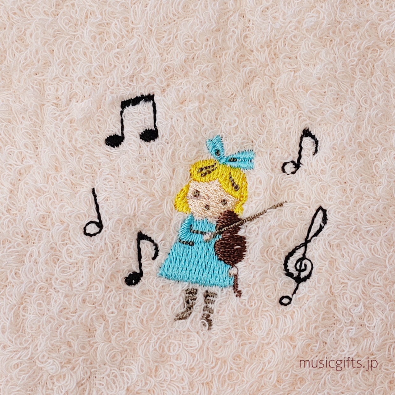 タオルハンカチ　ポワポワチック　ミュージックガール／バイオリン　シンジカトウ