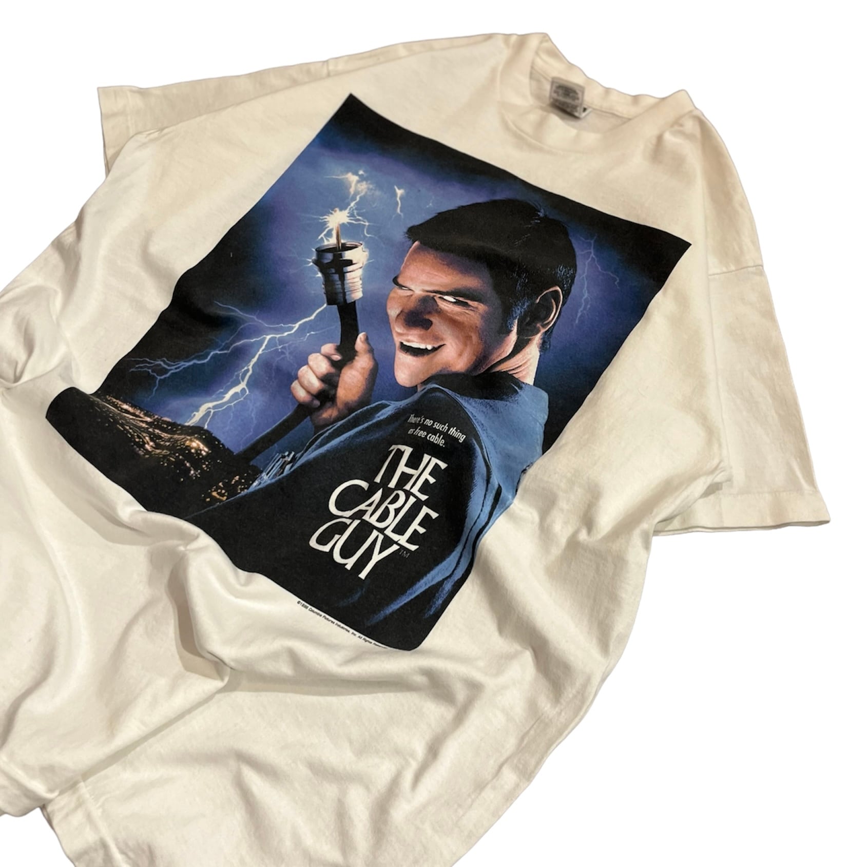 USA 90年代 size : XL【 THE CABLE GUY 】Jim Carrey ケーブルガイ ジムキャリー ムービーTシャツ ムービーT  プリントTシャツ フォトプリント 白 古着 古着屋 高円寺 ビンテージ