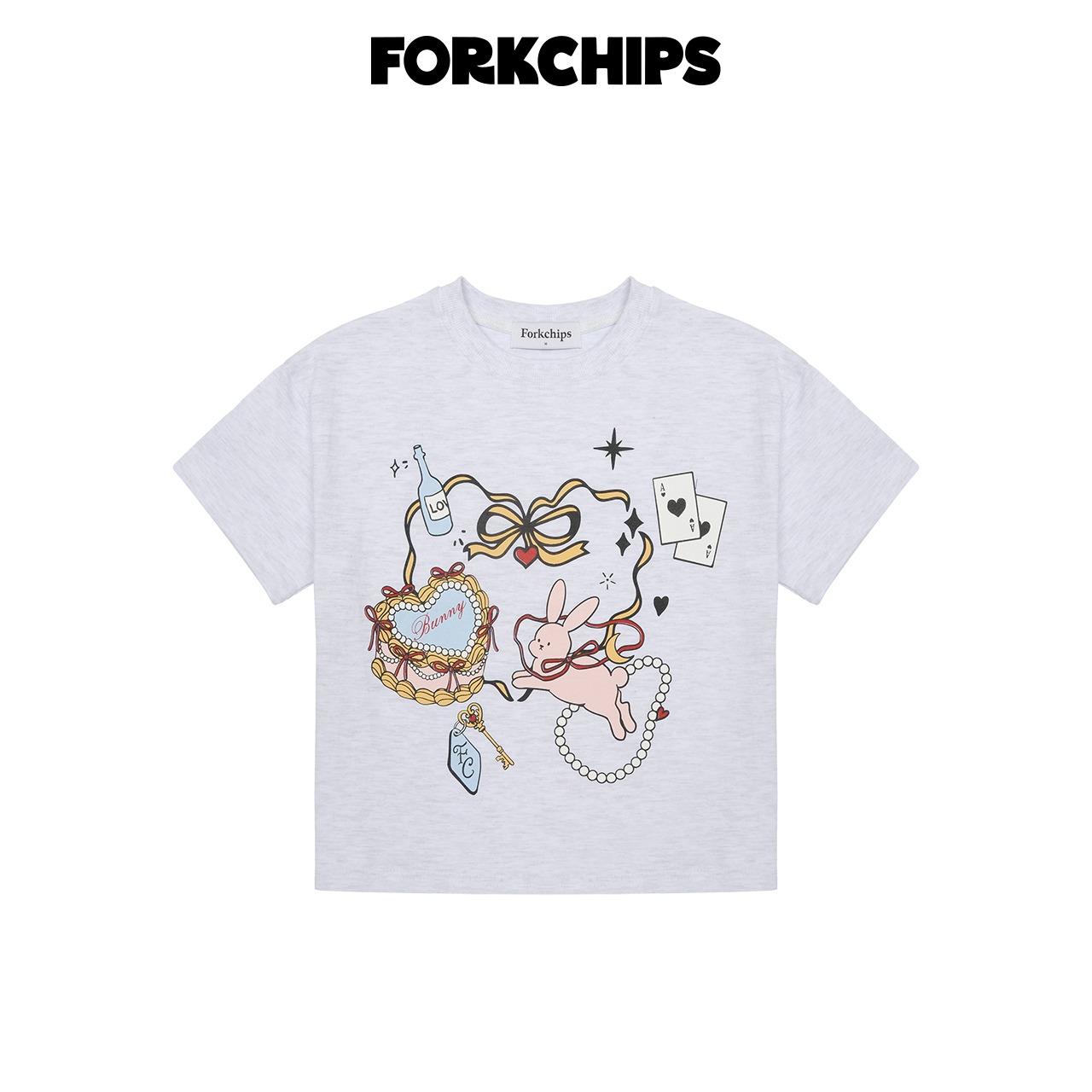 [FORKCHIPS] Wonder Bunny T-shirt (JS/JM/JL/JXL) / [포크칩스] 원더버니티셔츠 (JS/JM/JL/JXL)