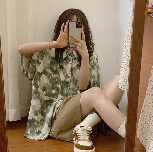 新作 レディース トップス シャツ アロハシャツ 半袖 絞り染 レトロ