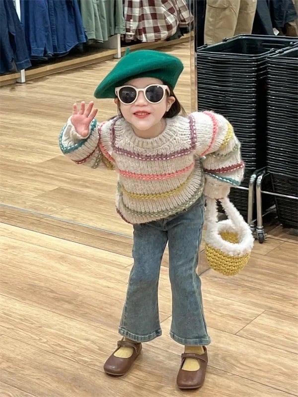 100~110cm カラフルボーダーニット