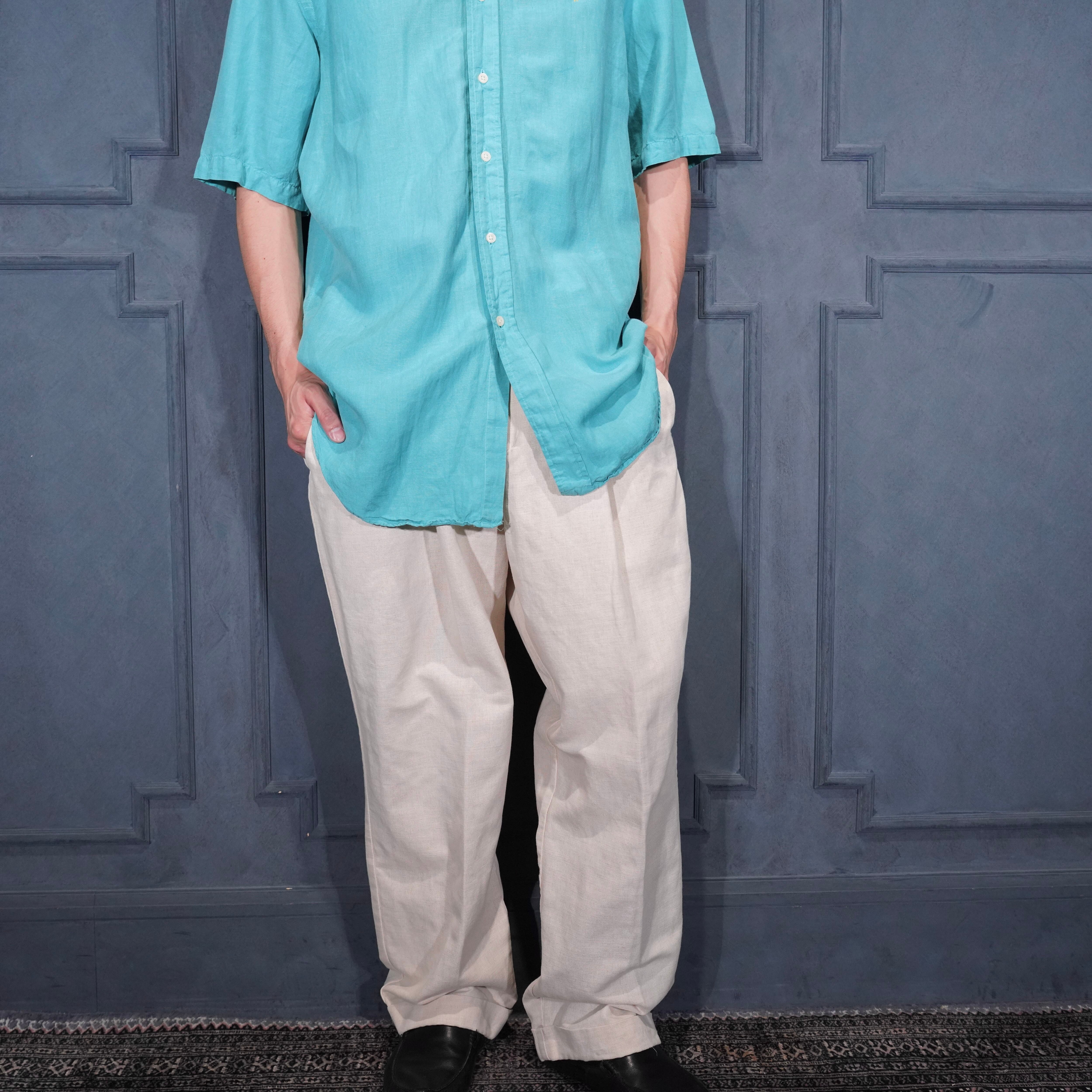 USA VINTAGE DOCKERS TUCK DESIGN LINEN WIDE SLACKS PANTS/アメリカ