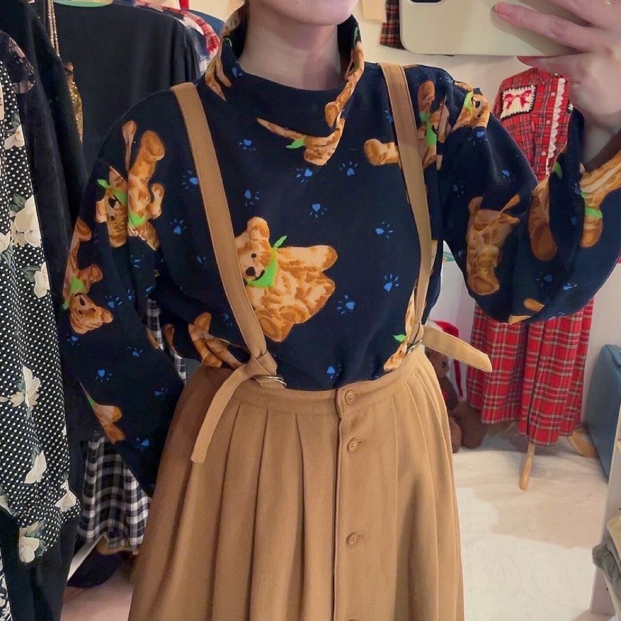 scarf bear fleece pullover