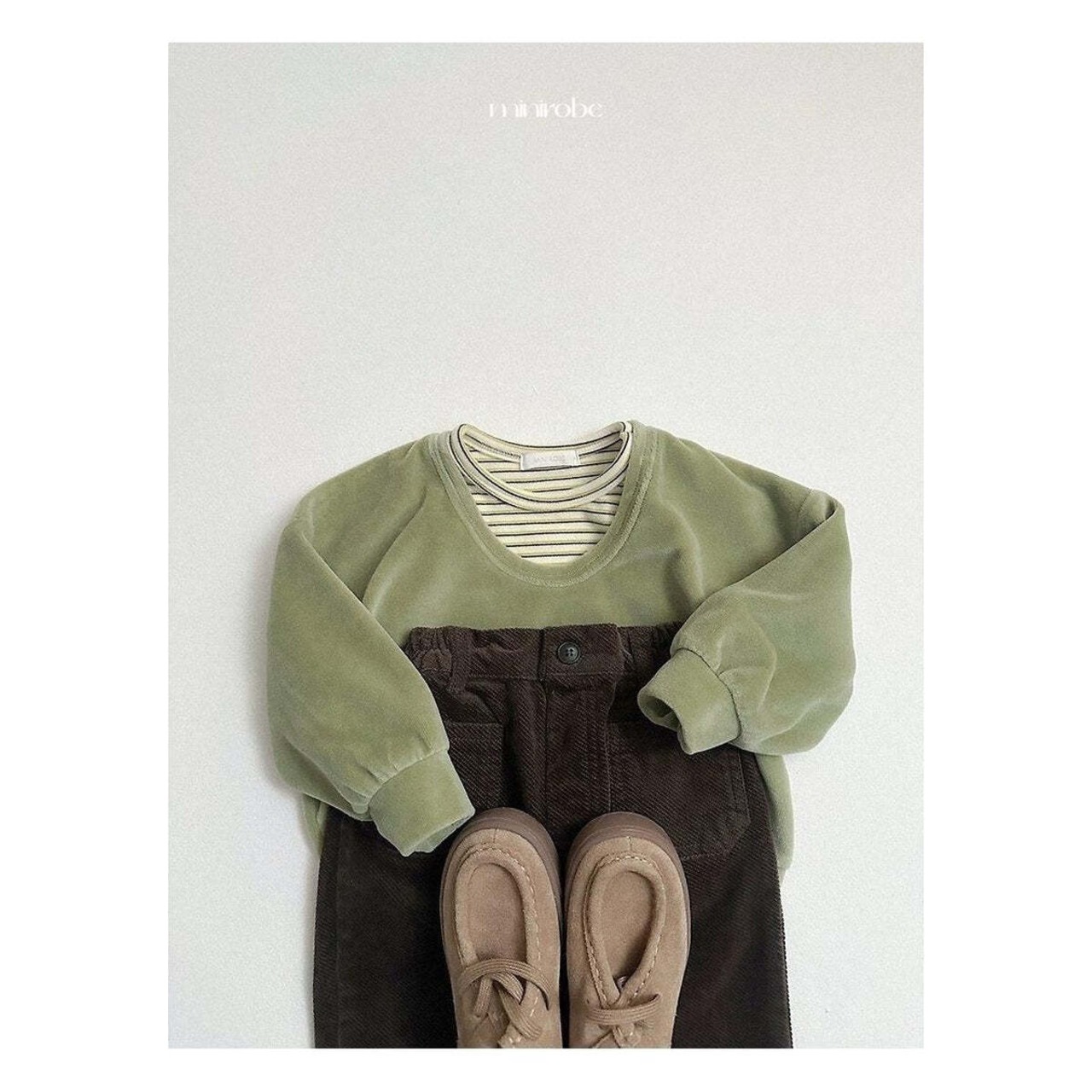 【取寄】minirobe ヨーヨー柄ボーダーTシャツ｜冬服｜韓国子供服