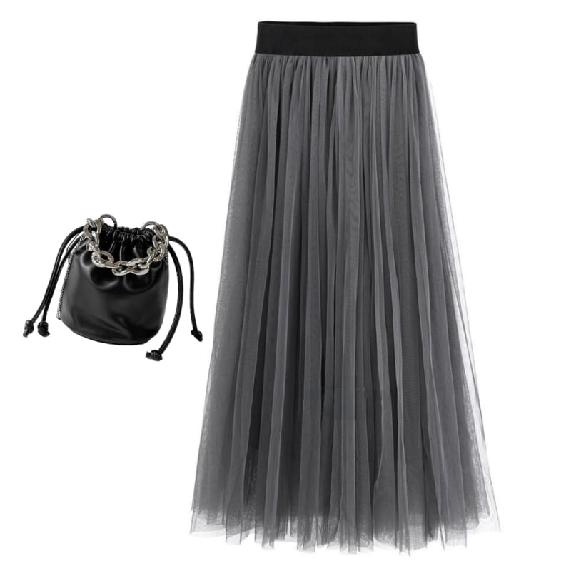Long sheer tulle skirt 2 colors V1034 | ViCHIC.