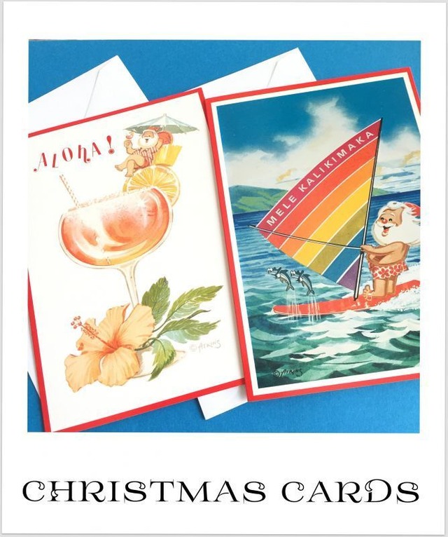 ハワイアンクリスマスカード：Aloha santa