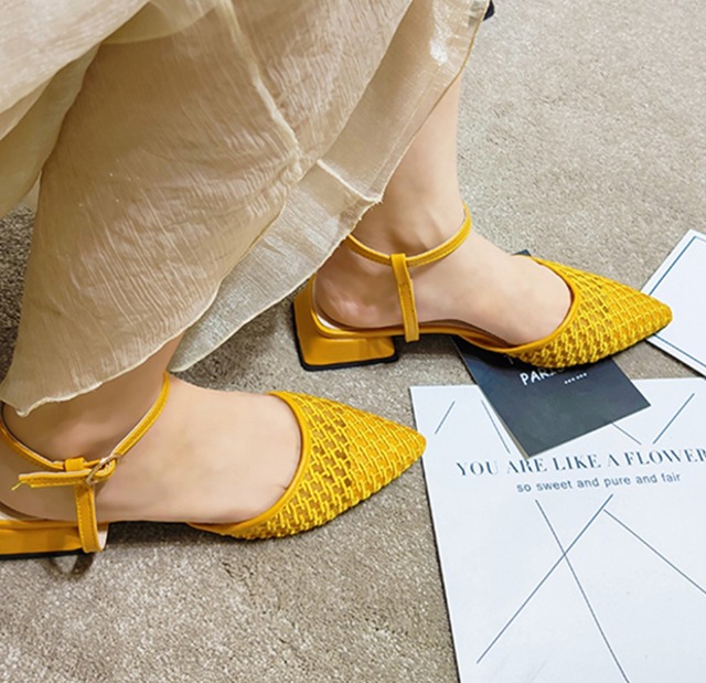 メッシュ フラットパンプス ポインテッドトゥ