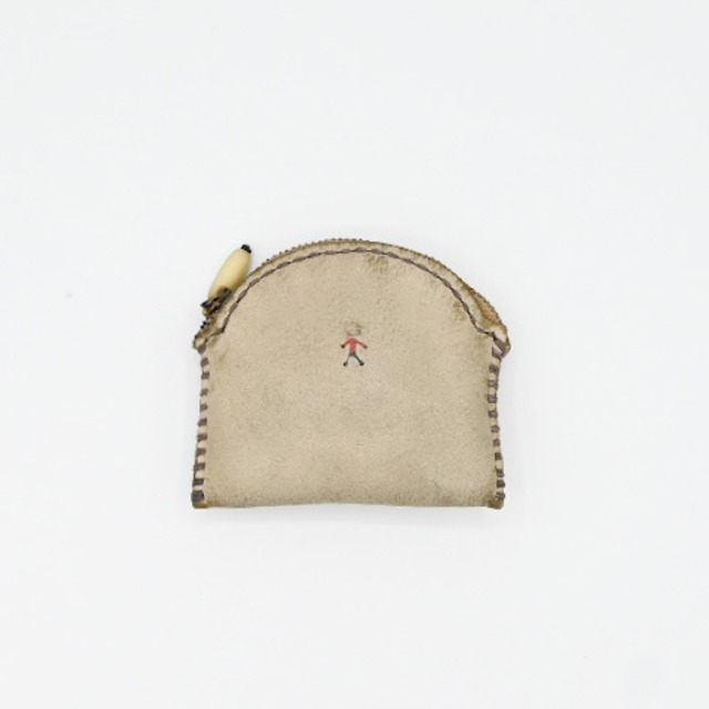 Smooth Leather Greige Coin Purse By HENRY BEGUELIN / Italy