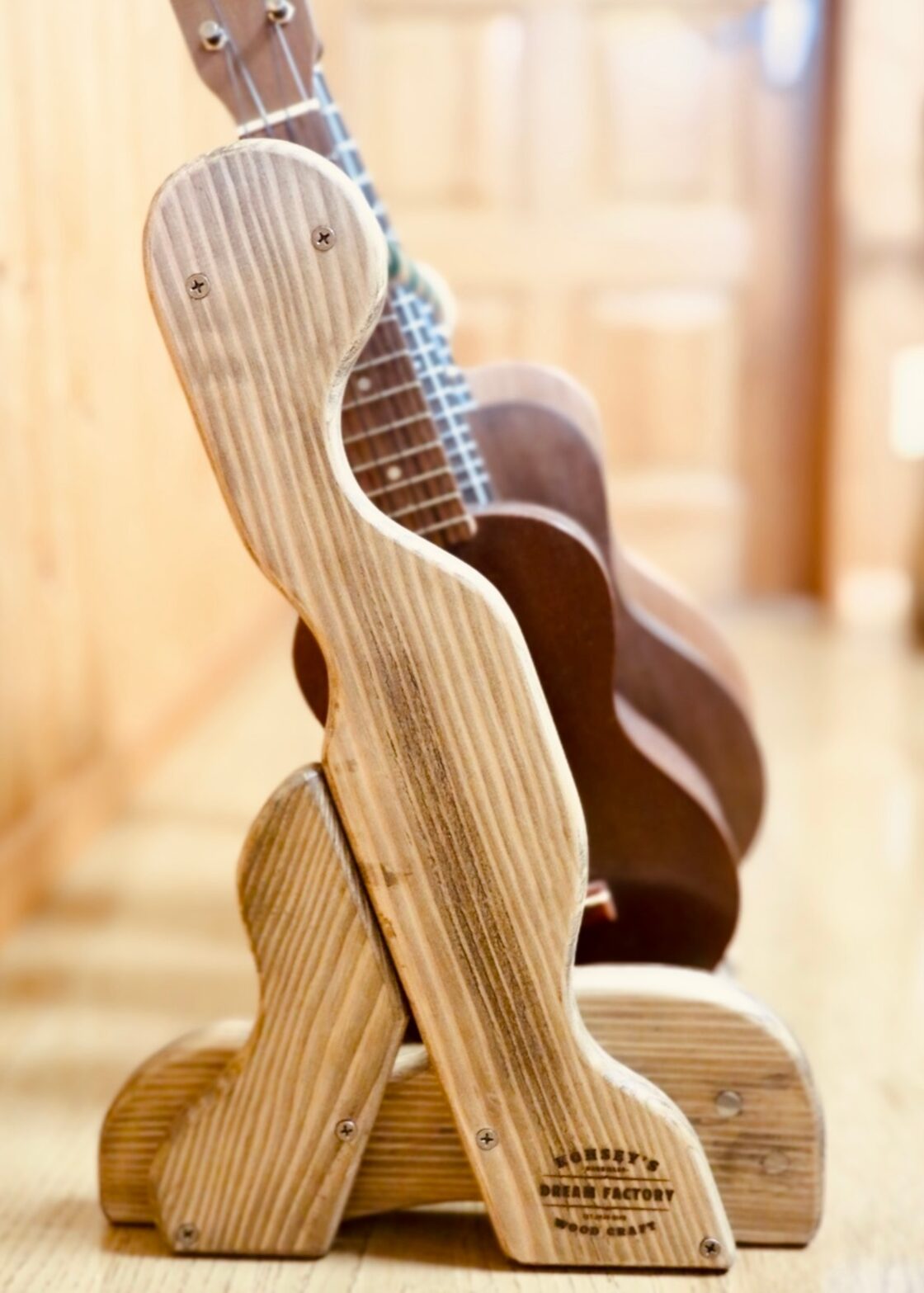 24時間以内に発送】手作り木工 木製ウクレレスタンド（古材） 4本掛け  