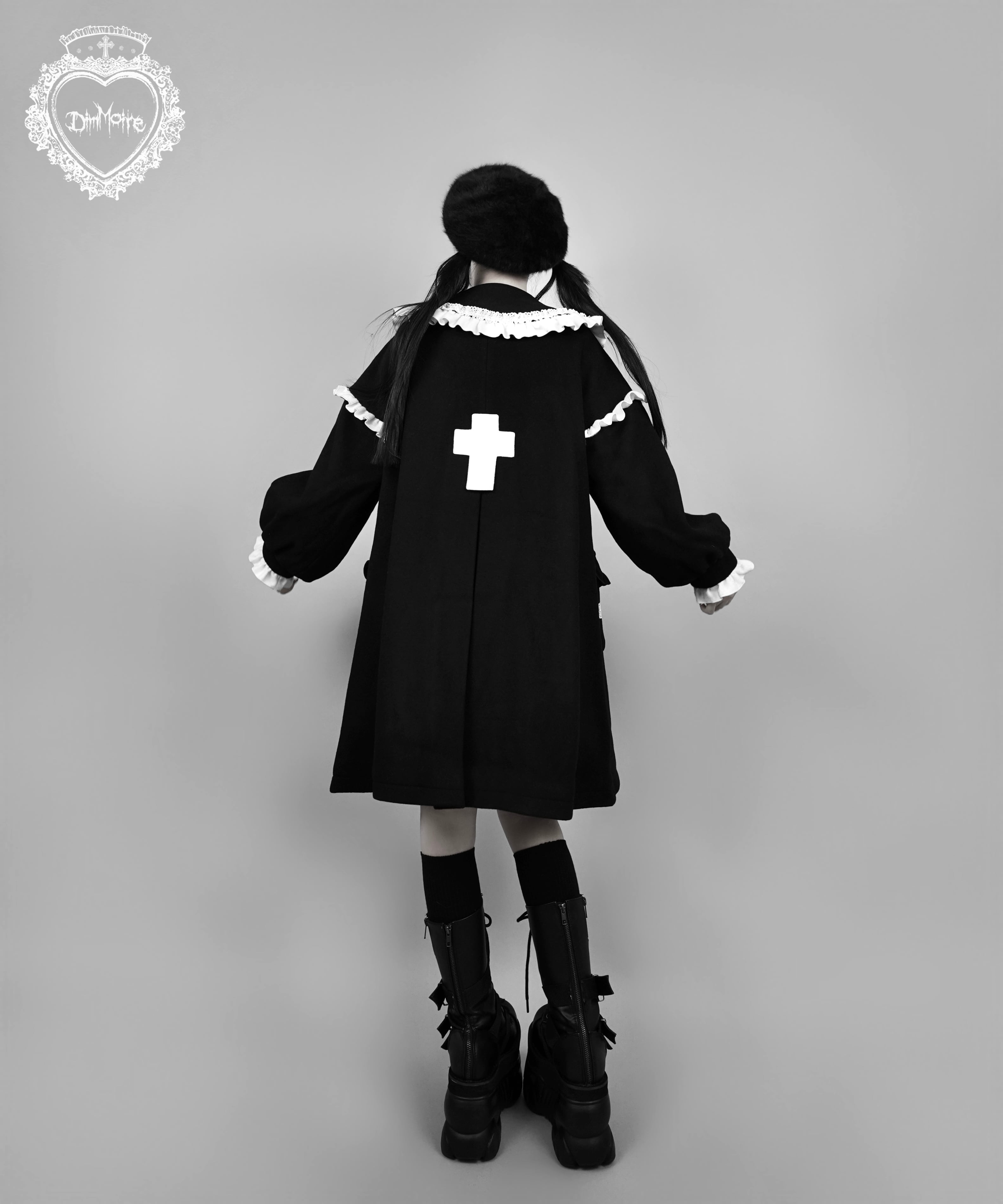 十字の誓いフリルコート【Black&White】 | DimMoire