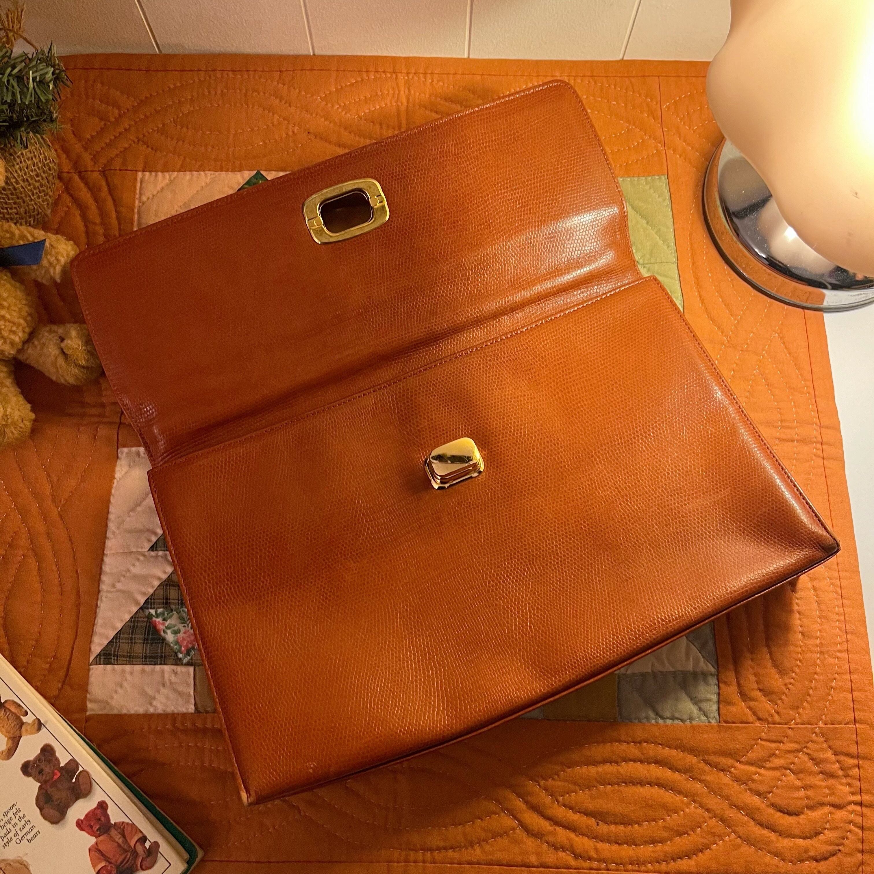 camel brown square hand bag
