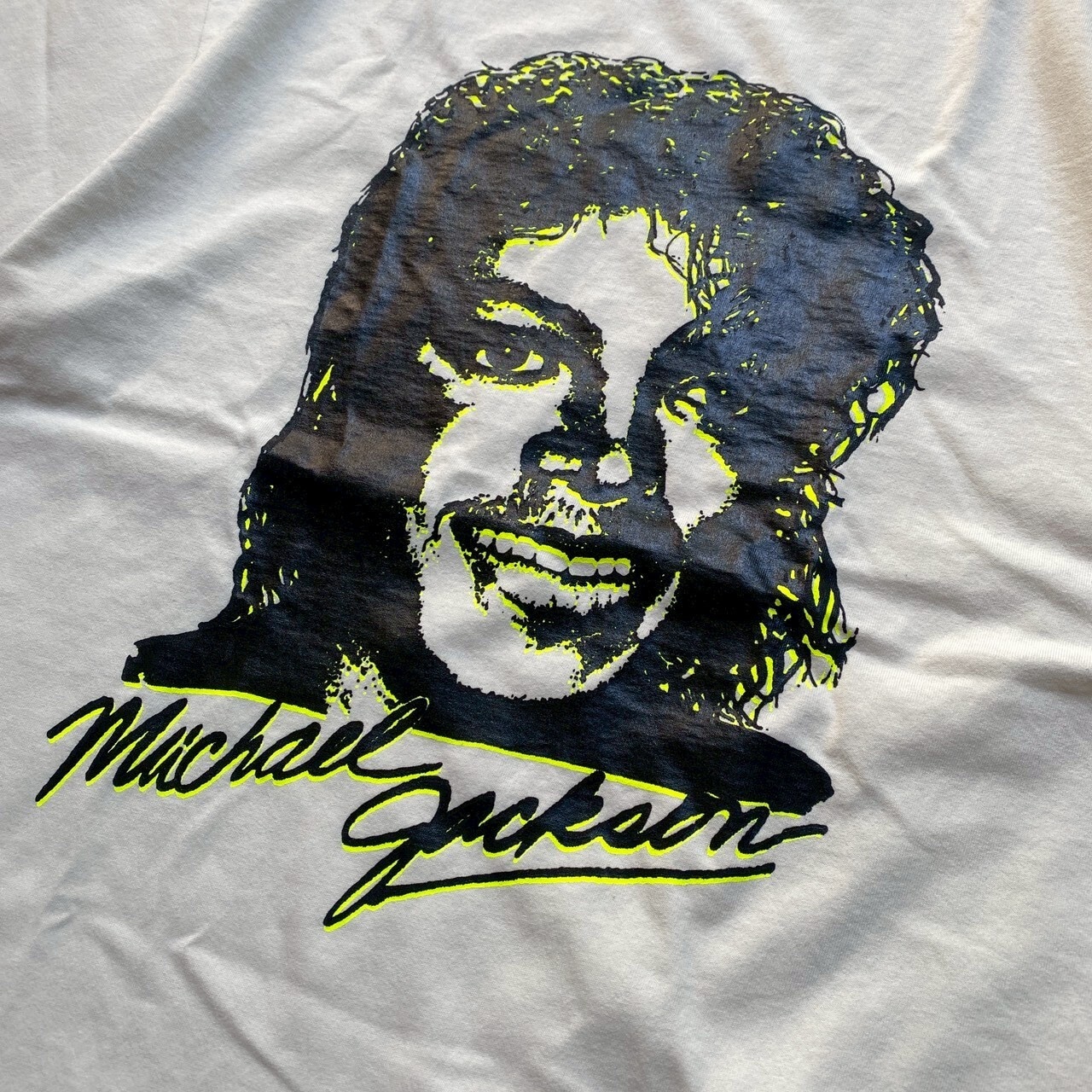 RIVERSIDE BASE 『 R.I.P. KING OF POP』FADE WASH T-SHIRTS FADE WHITE