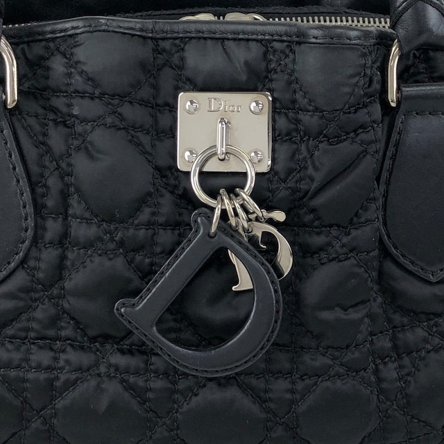 Christian Dior クリスチャン ディオール ハンドバッグ ブラック Dior チャーム ナイロン キルティング vintage ヴィンテージ オールド ks7pis