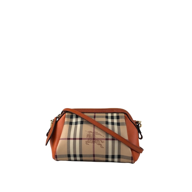 BURBERRY バーバリー ノバチェック ショルダーバッグ ベージュ×オレンジ ロゴ PVCレザー 2WAY ワンショルダー vintage ヴィンテージ オールド 2e2732
