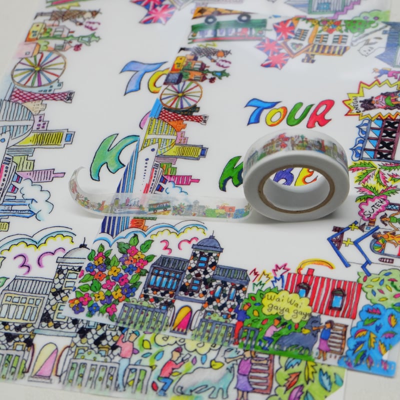 海外マスキングテープ巻売り 秋果 装飾マスキングテープ人物マステ 異人館オリジナルマスキングテープ 神戸の街並み 7m巻 | KOBE GIFT