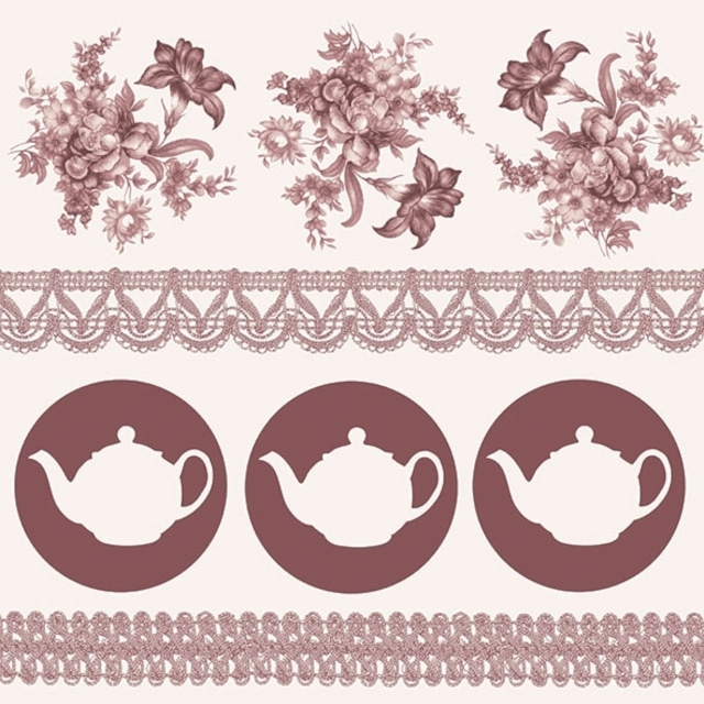【Ambiente】バラ売り2枚 ランチサイズ ペーパーナプキン Teapots ブラウン