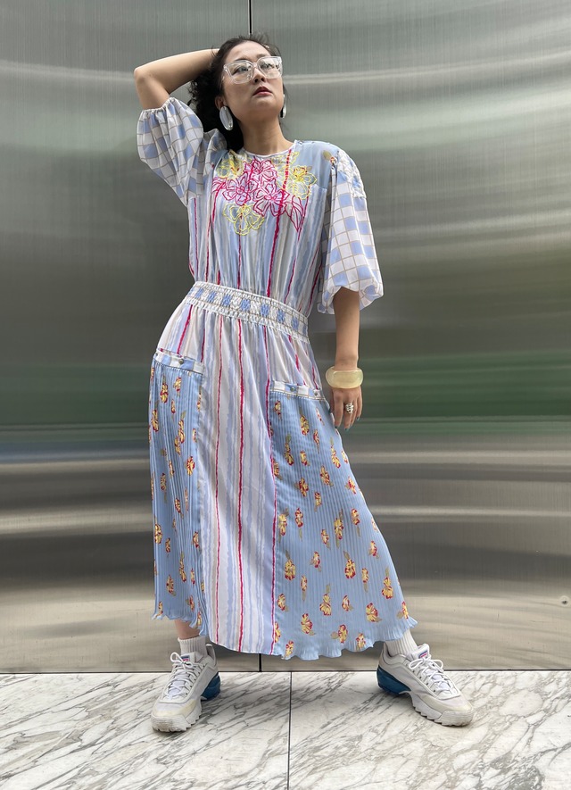 ★Special★ 70s DF floral embroidry dress