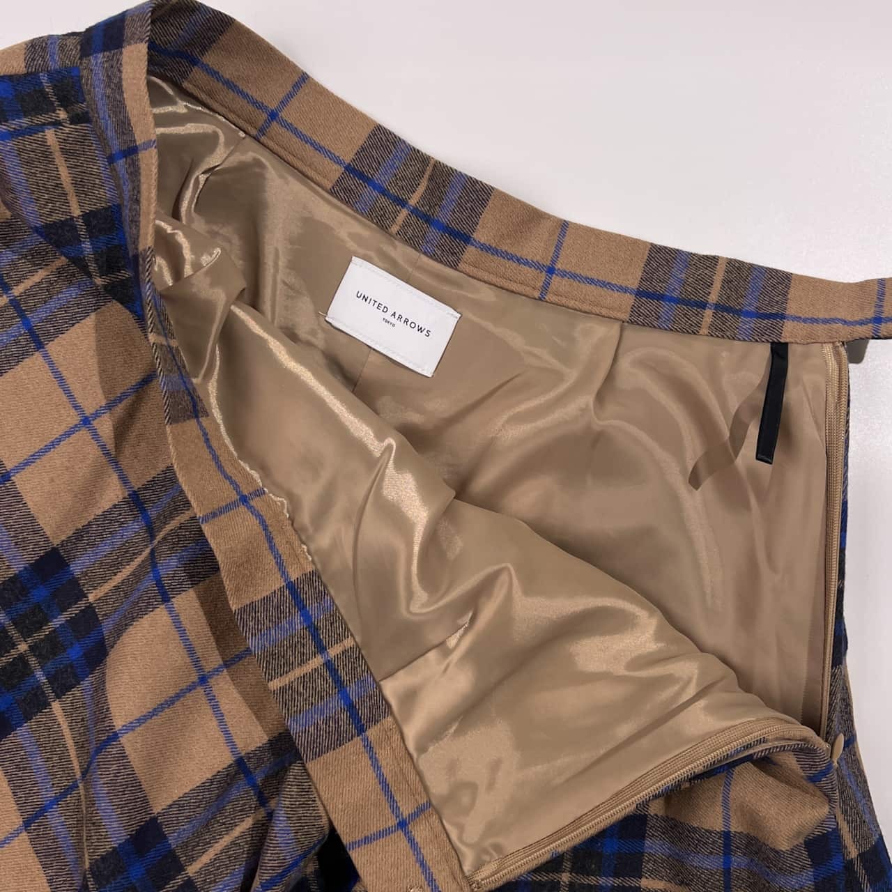 UNITED ARROWS ユナイテッドアローズ ウール チェック フレア スカート 38 /キャメル系 レディース
