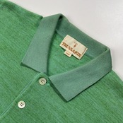 TRUSSARDI トラサルディ 刺繍入り 半袖 コットン ニット ポロシャツ サイズ L /メンズ/グリーン系/C-OS-441