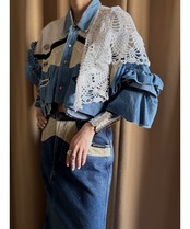 western crochet remake dungaree shirt-4722-5