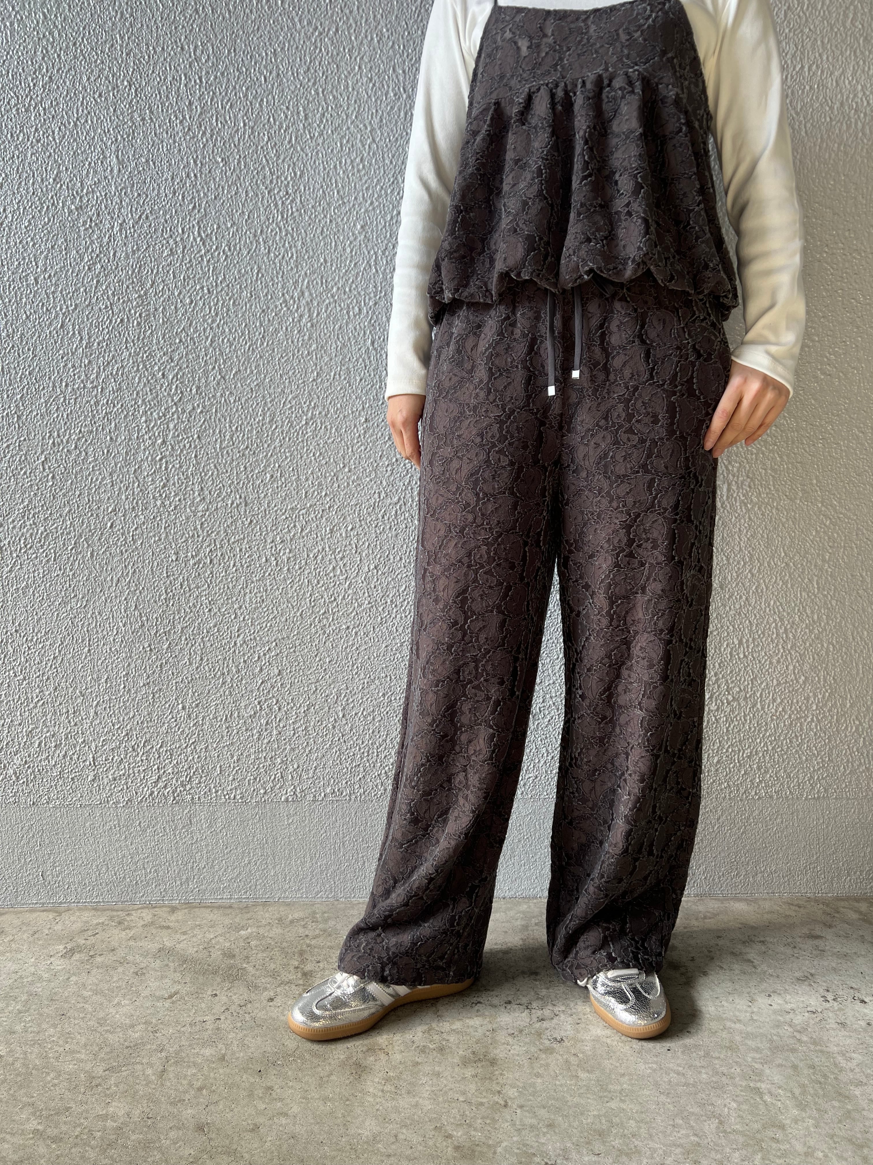 【SELECT】セットアップ可レースイージーワイドパンツ 21-0179