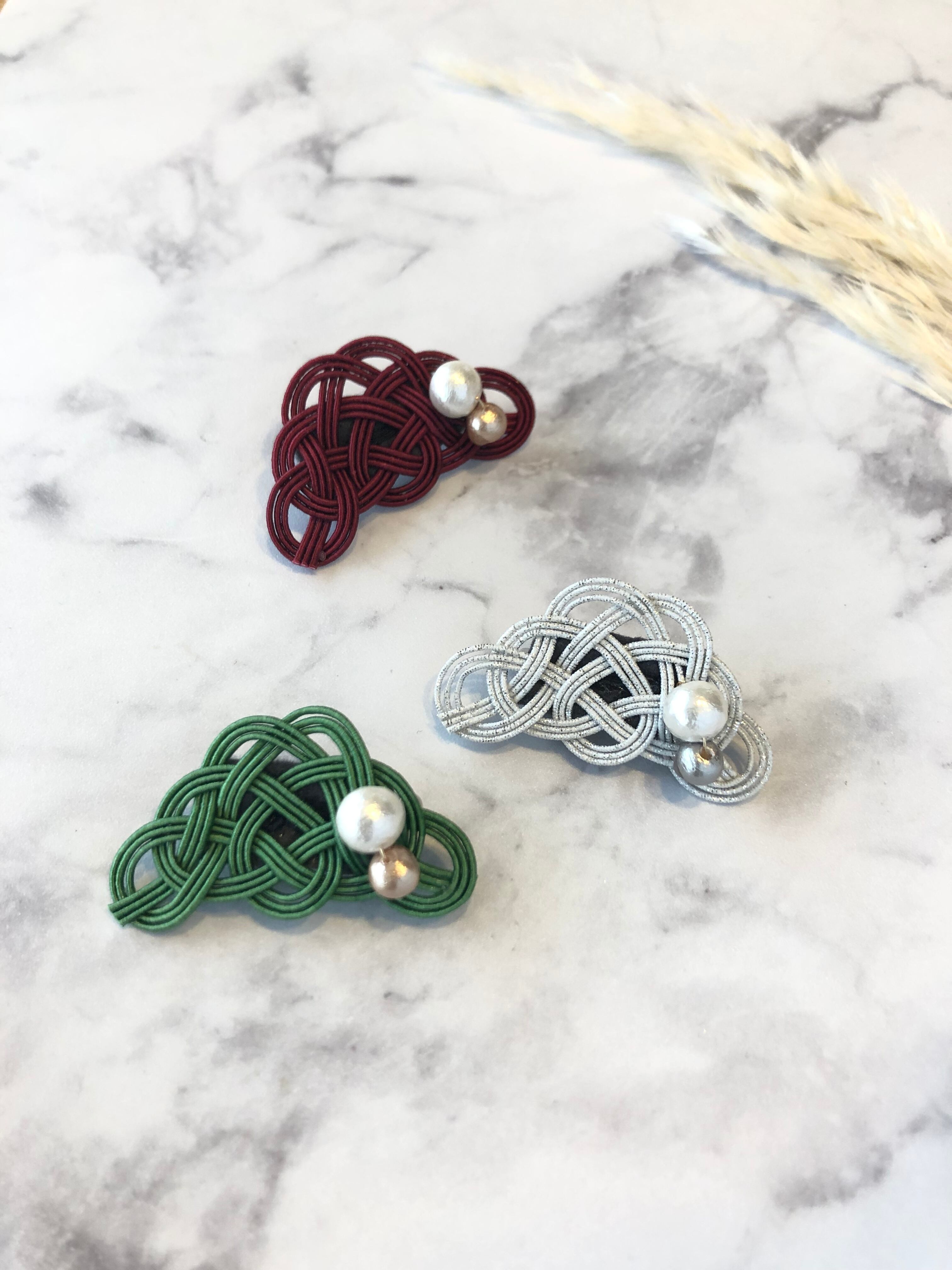 206 水引アクセサリーブローチ松結びnew