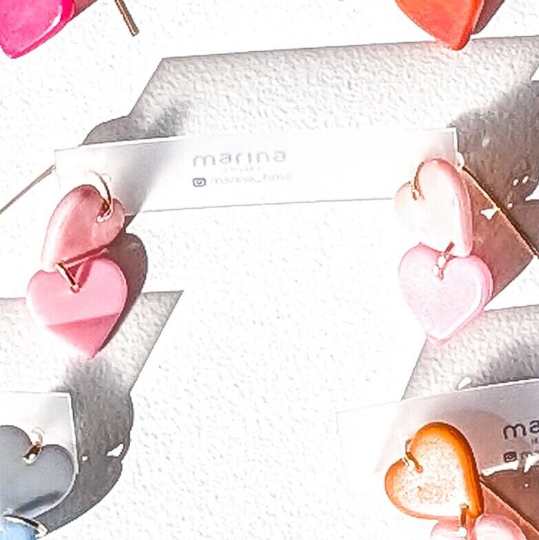 LIMITED0●/ 14kgf 2Hearts Tagua Nuts pierced earrings / clip on