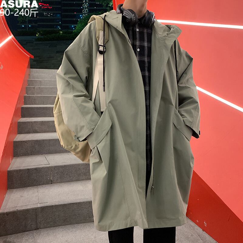 薄手フードジャケット ルーズスプリングオータムスタイル 大きめサイズ 春物 秋物 ASURAプラスサイズメンズ58333421037