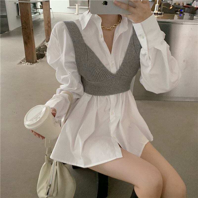 シャツワンピース＆ニットビスチェ | Lilycloset - ファッション通販