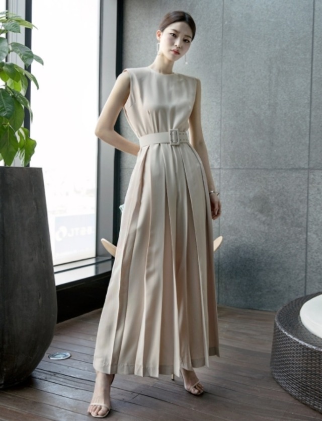 ラテカラー 　ノースリーブ 　ワイドパンツ　パンツドレス　 iPdp0006