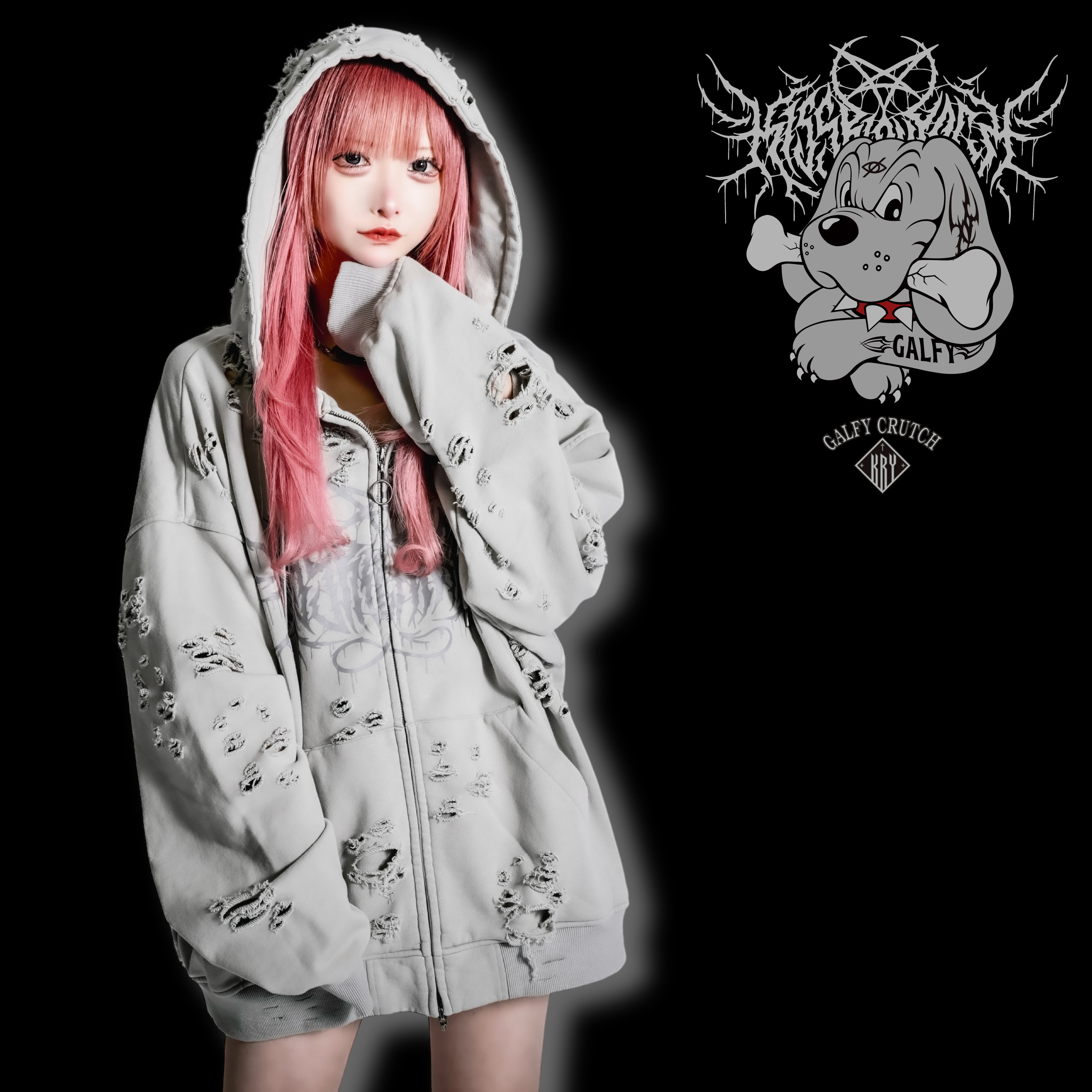 予約】「ブリーチぼろぼろパーカー」 | KRY clothing