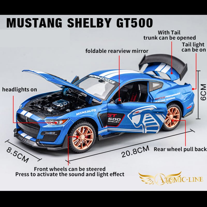 フォード マスタング GT500 SHELBY 1/24 ミニカー 全4色 ライト点灯