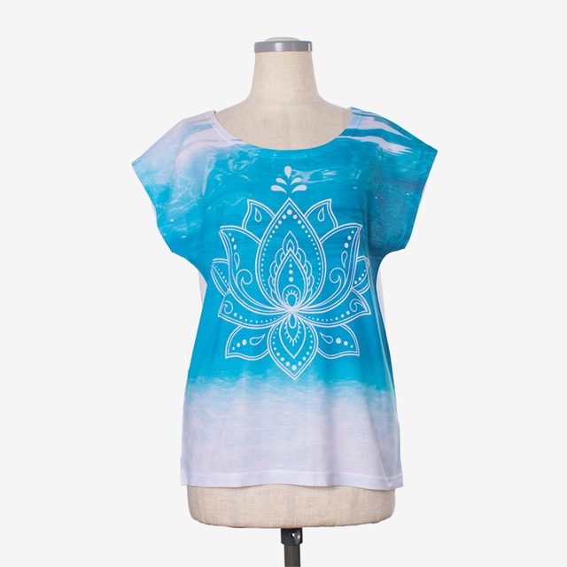 ヨガプリントTシャツ オーシャン４　Yoga print T-shirt Ocean4