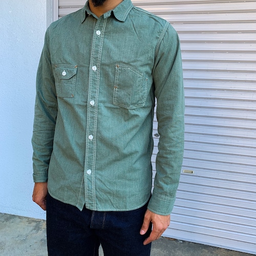 TCB jeans Catlight Shirts Covert Green Chambray