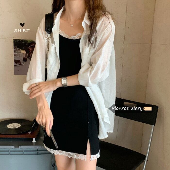 ジャケット ホワイトシャツ スプリングトップス ロング 春物 モンロー8357154793