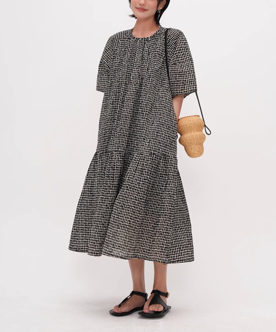 モノトーン◆バックリボンワンピース【w-30186】