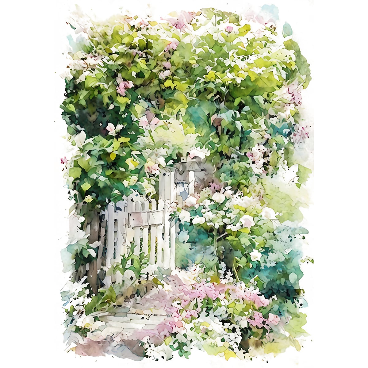 絵画 庭 庭園 インテリアアート額付き 水彩画・油絵調 WAT0634